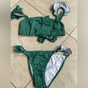 brand new bikini, green with tiny white hearts bikini.  Chaser size small